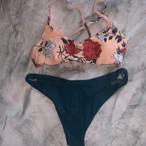 Shein Floral Criss-Cross Back tie Cheeky bikini